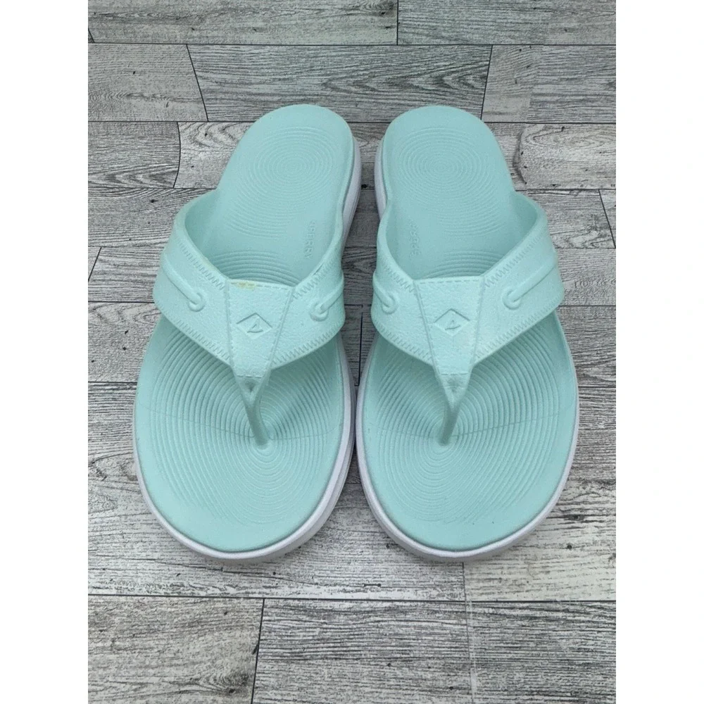 Sperry Flip Flop Sandals Mint Green Mens 10 Womens 12 Water Friendly Beach Thong